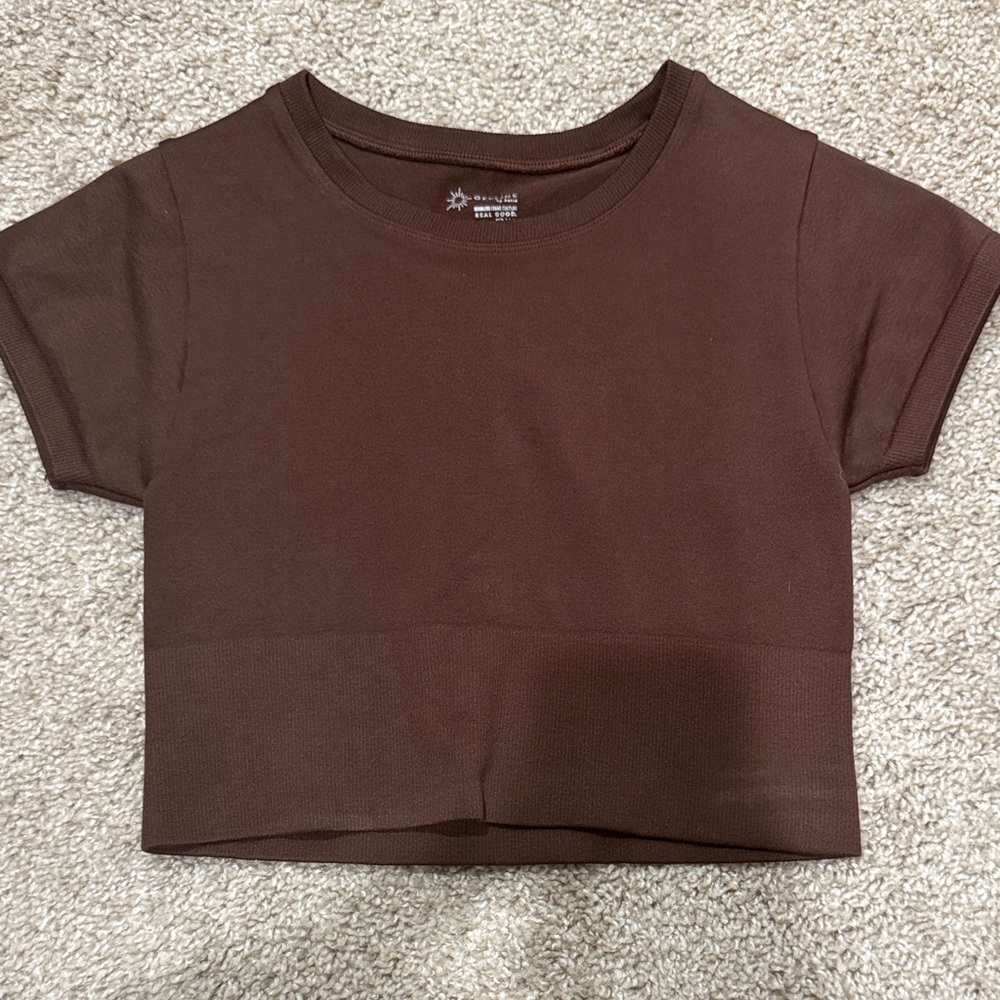 Aerie Brown Cropped T-Shirt